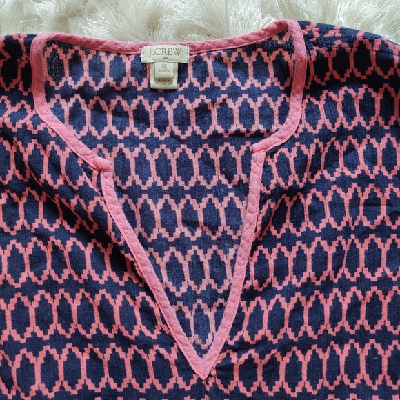 J. Crew factory Navy and pink tissue tunic petite - Picture 3 of 5